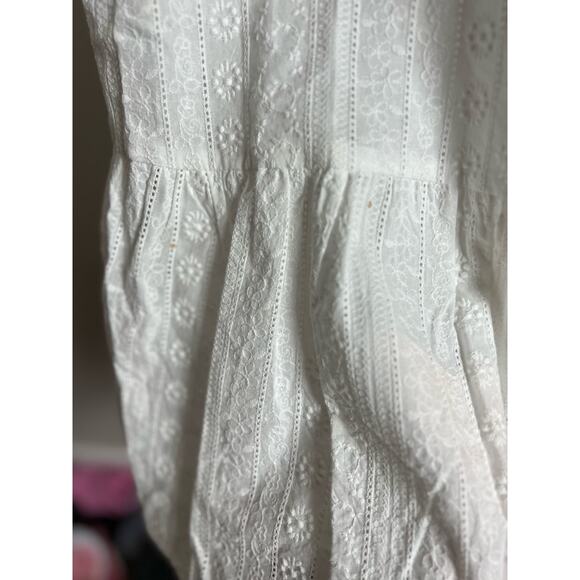 Cece White Eyelet Embroidered Atrapoy Ruffled Sleeveless Midi Dress Size 0 - Picture 9 of 9